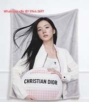 Christian Dior Jisoo Houndstooth Flannel Sofa Throw Blanket D297
